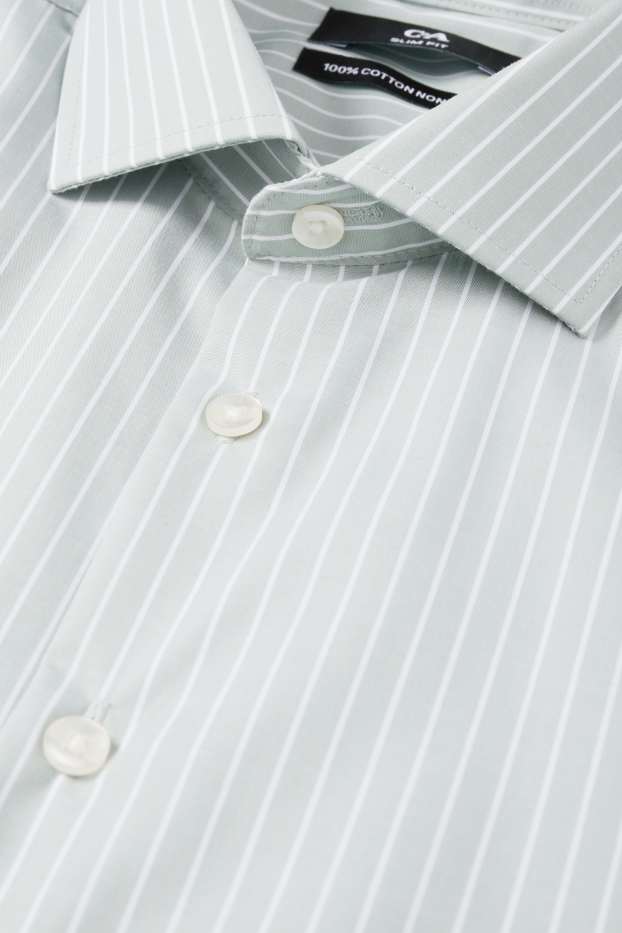 Men - Business shirt - slim fit - kent collar - easy-iron - striped - light green