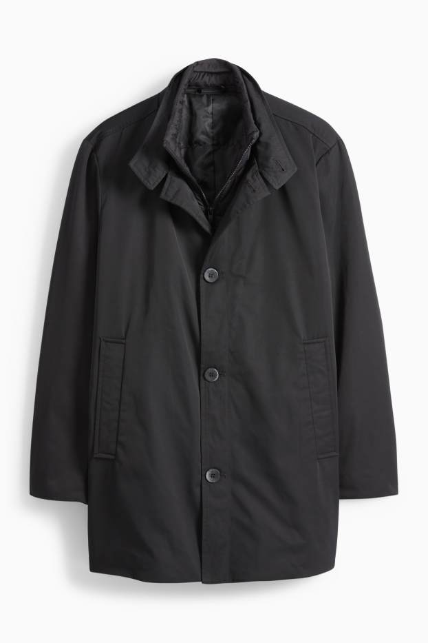 Men - Coat - lined - water-repellent - black