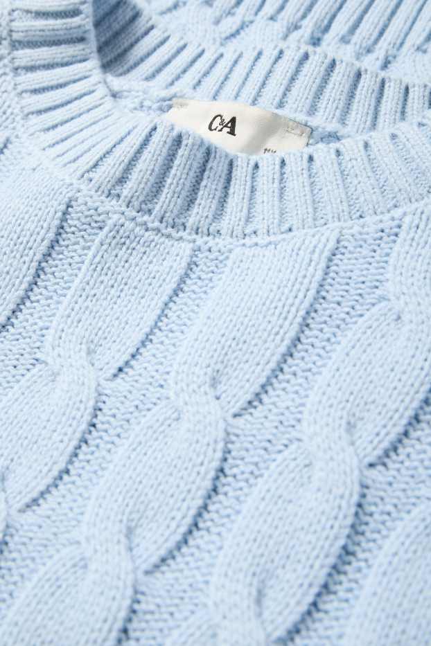 Kinder Mädchen - Pullover - Zopfmuster - hellblau