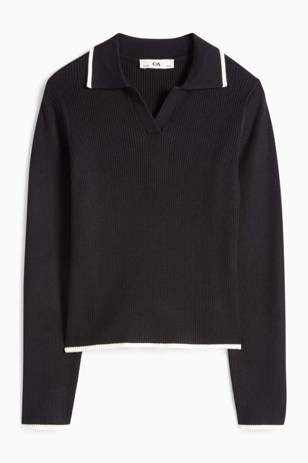 Děti - dívky - Svetr - žebrovaný - černá