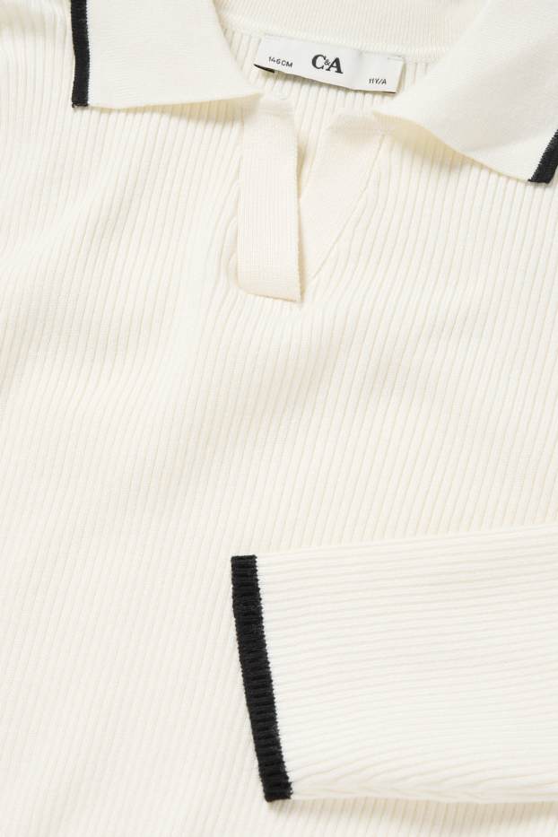 Enfants filles - Pull - côtelé - blanc crème