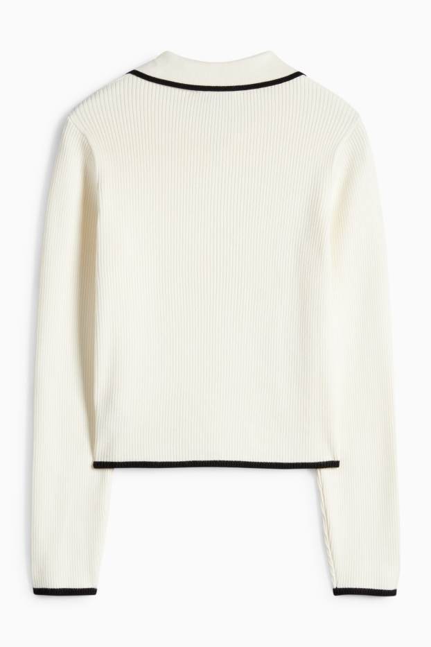 Enfants filles - Pull - côtelé - blanc crème