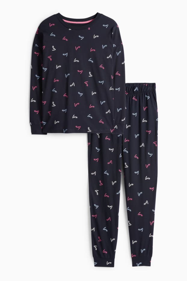 Femmes - Pyjama - à motif - bleu foncé