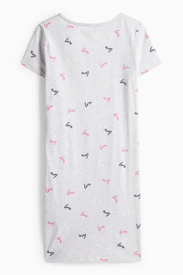 Damen - Nachthemd - gemustert - hellgrau-melange