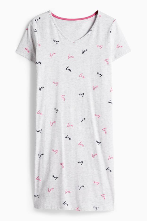 Damen - Nachthemd - gemustert - hellgrau-melange