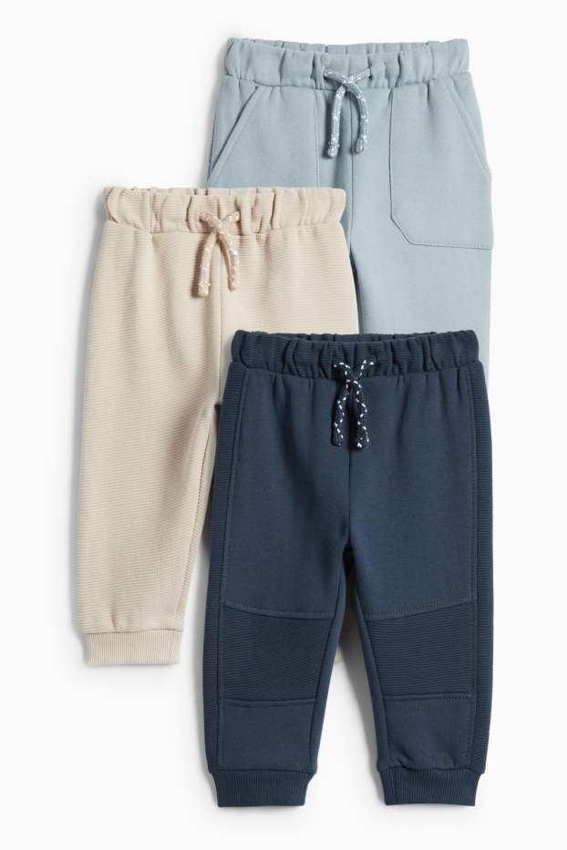 Miminka - chlapci - Multipack 3 ks - teplákové kalhoty pro miminka - tmavomodrá