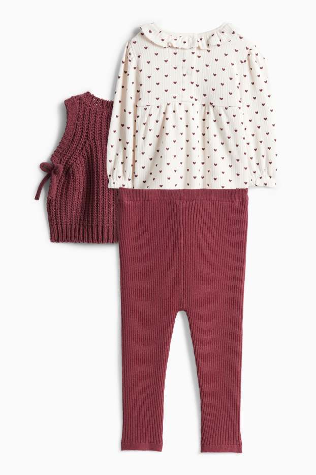 Nadó nena - Cors - Conjunt per a nadó - de canalé - 3 peces - bordeus