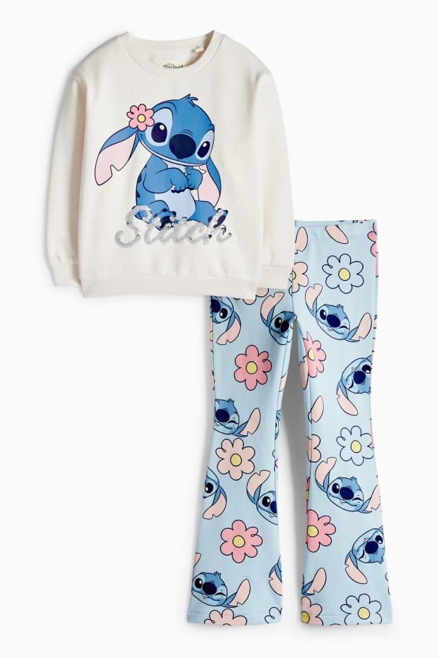 Kinder Mädchen - Lilo & Stitch - Set - Sweatshirt und Flared Leggings - cremeweiß