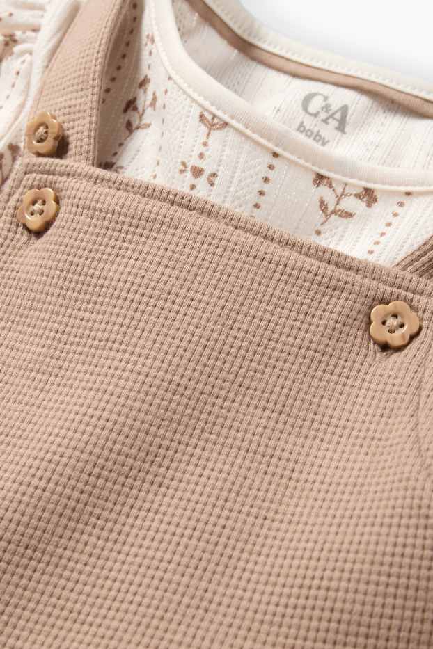 Neonate - Fiorellini - completo per neonate - 2 pezzi - beige