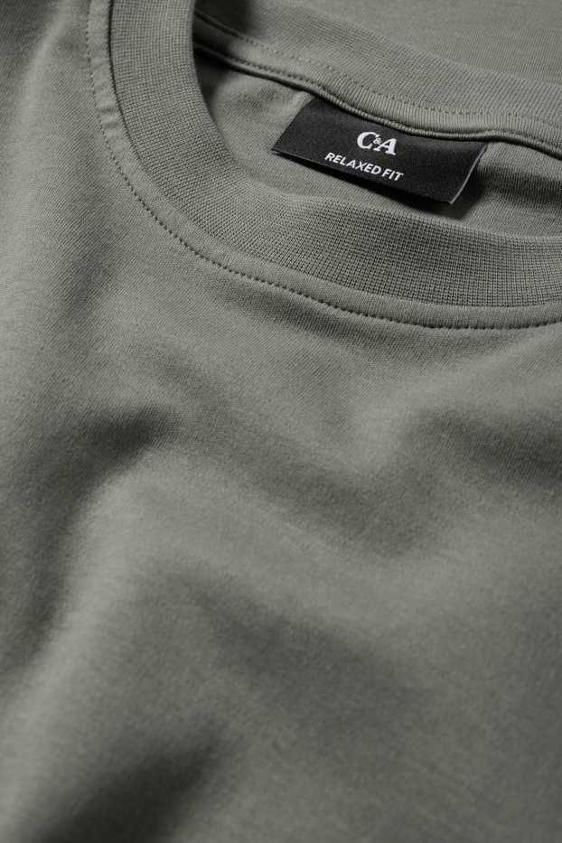 Pánské - Tričko s dlouhým rukávem - relaxed fit - khaki