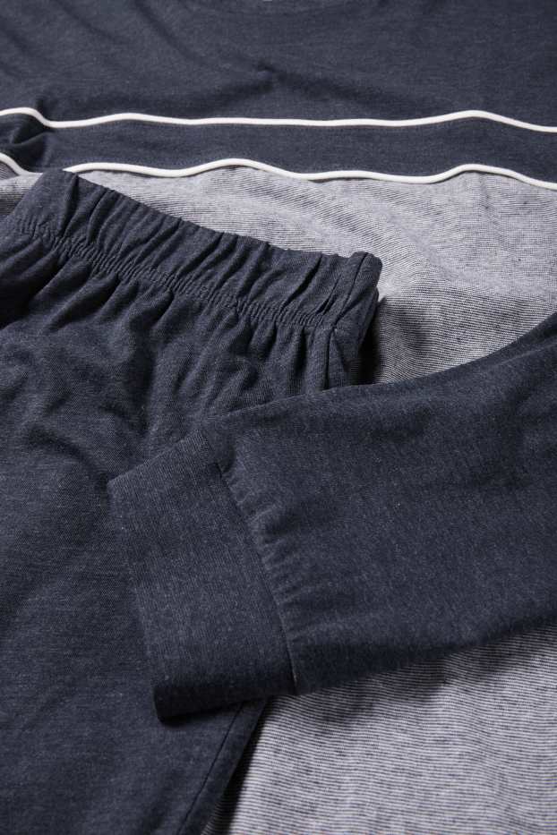Herren - Pyjama - dunkelblau / grau