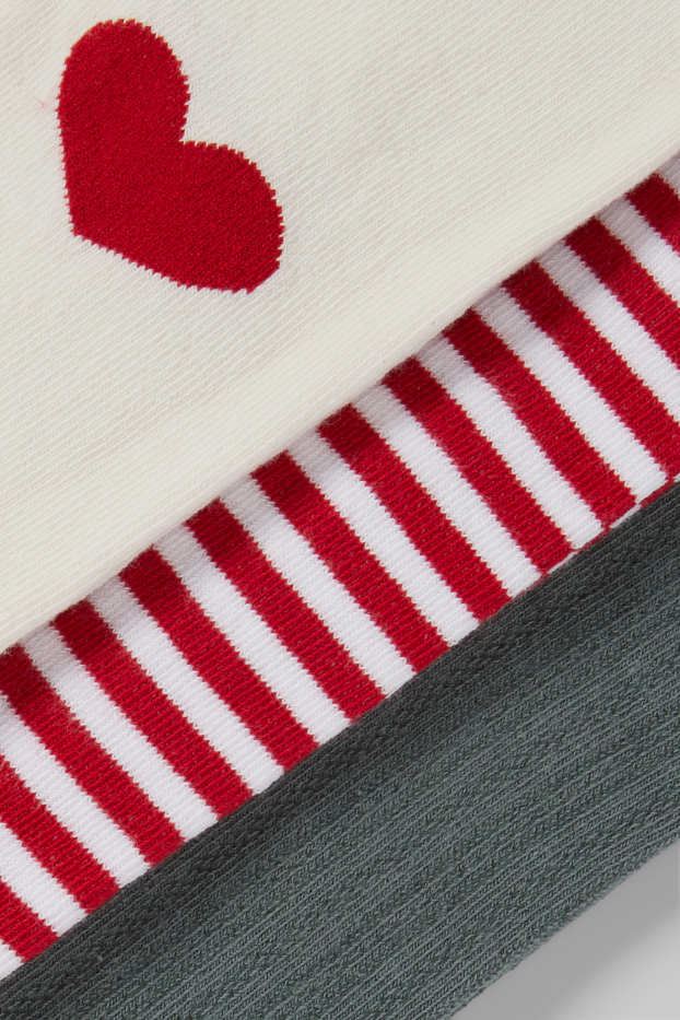 Baby: meisjes - Set van 3 - hartje - babymaillot - rood / wit