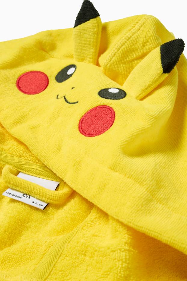 Kinder Jungen - Pokémon - Pikachu - Frottee-Bademantel mit Kapuze - gelb