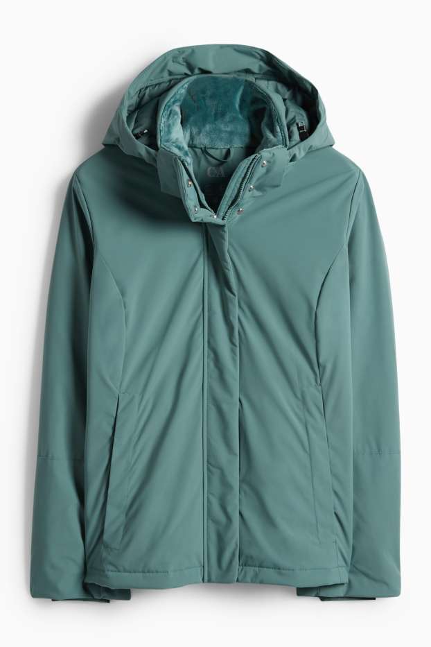 Damen - Jacke mit Kapuze - gefüttert - wasserabweisend - grün