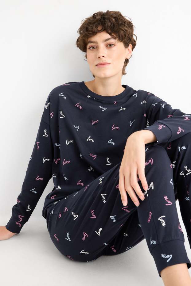 Femmes - Pyjama - à motif - bleu foncé