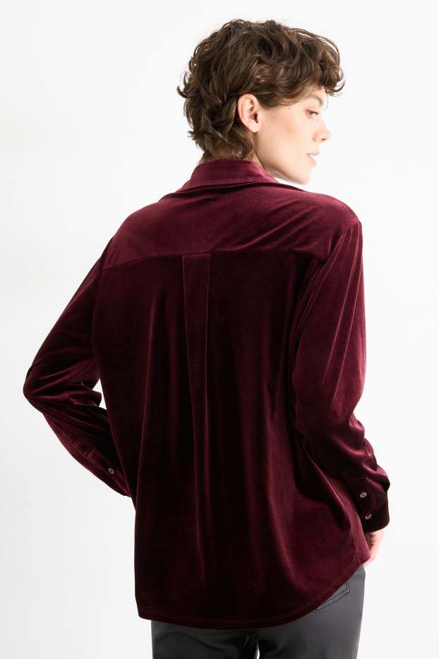 Femmes - Chemisier en velours - bordeaux