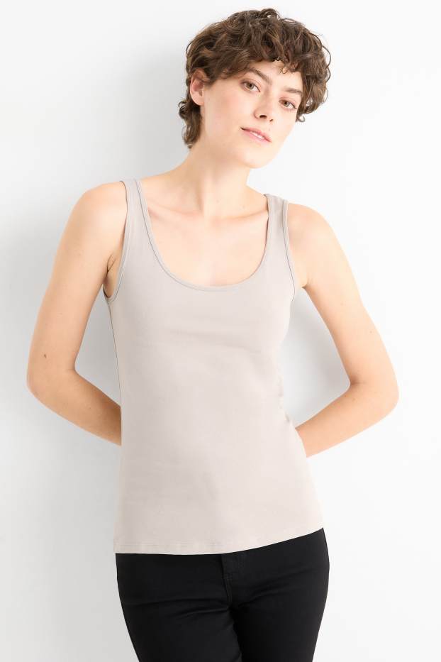 Damen - Multipack 2er - Top - grau / schwarz