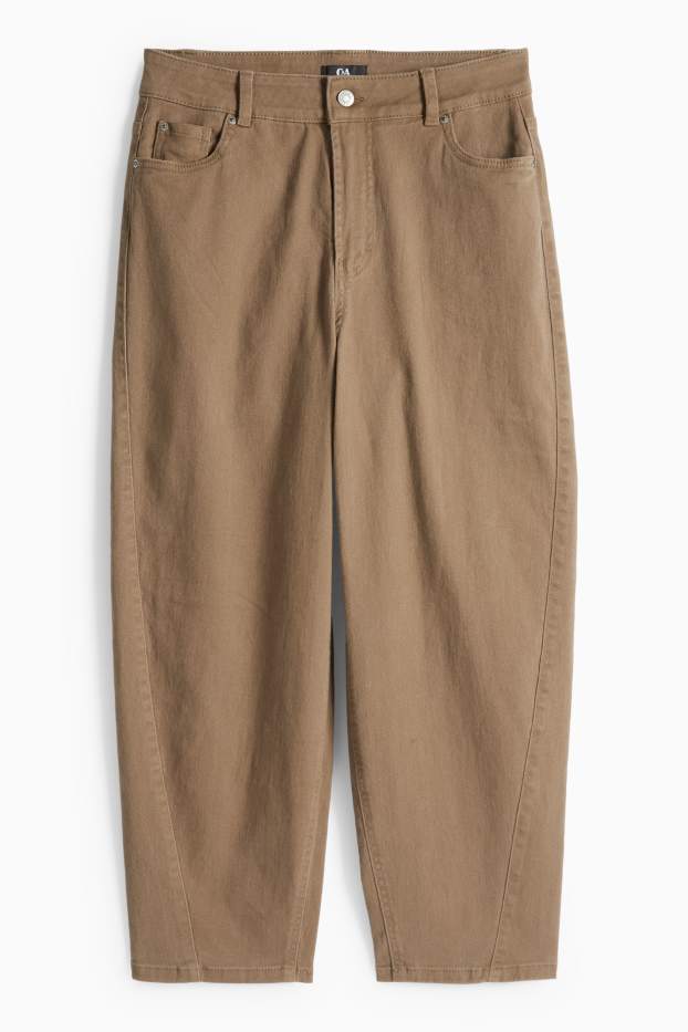 Damen - Stoffhose - Mid Waist - Barrel Leg - jeansbraun