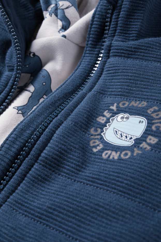 Children Boys - Dino - set - hoodie and quilted gilet - 2 piece - dark blue