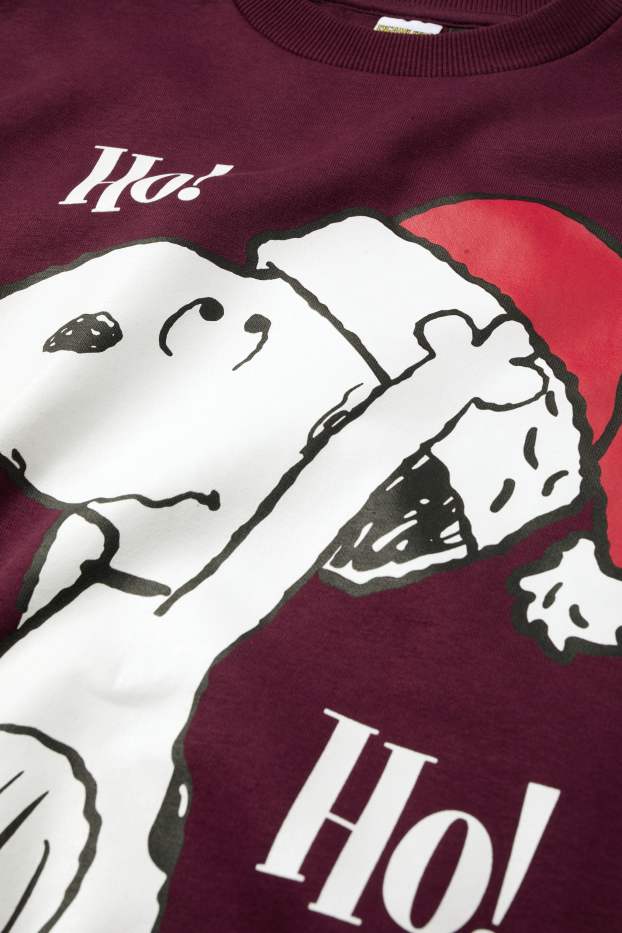 Pánské - Vánoční mikina - Snoopy - tmavočervená