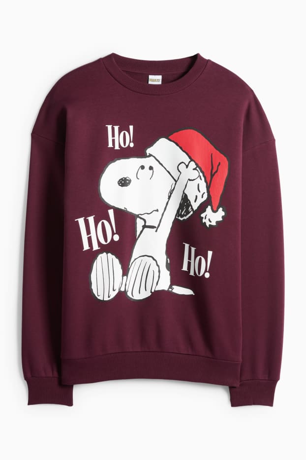 Pánské - Vánoční mikina - Snoopy - tmavočervená