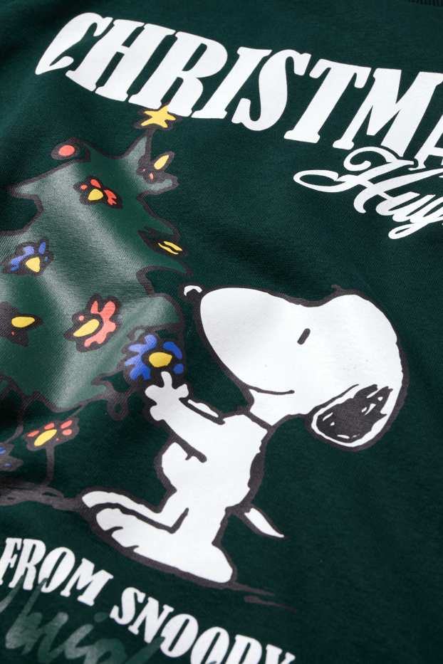 Pánské - Vánoční mikina - Peanuts - tmavozelená