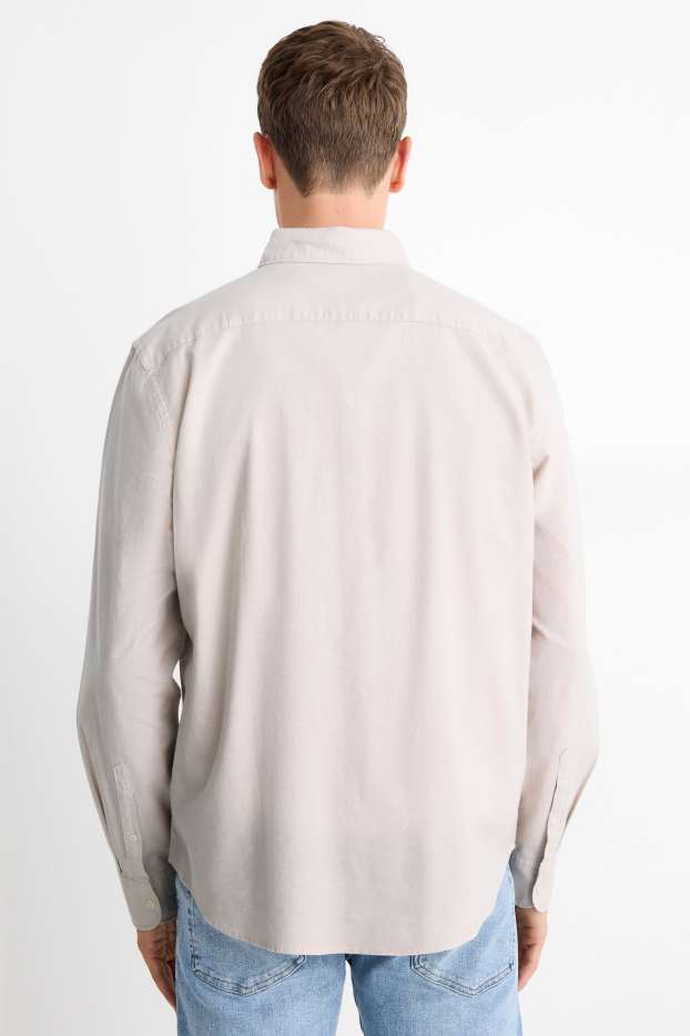 Herren - Hemd - Regular Fit - Button-down - hellbeige