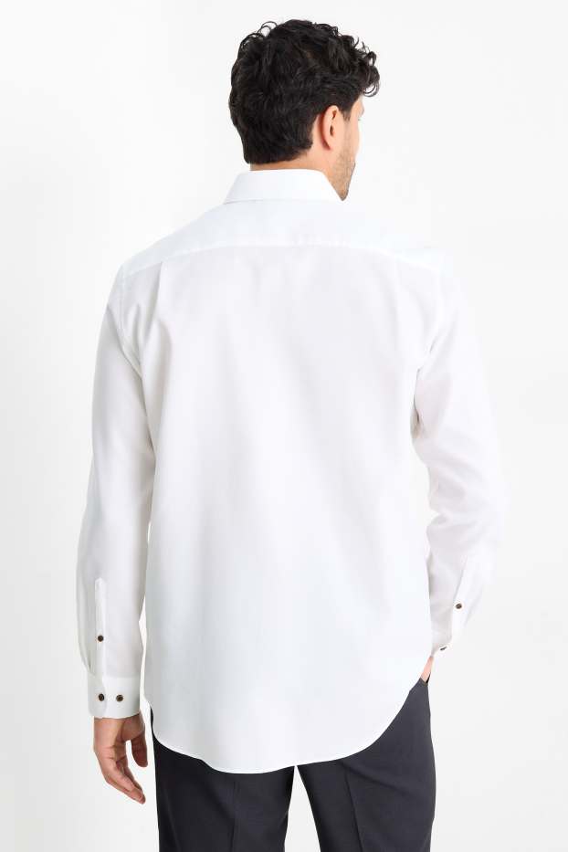 Herren - Businesshemd - Regular Fit - Kent - bügelfrei - strukturiert - weiß