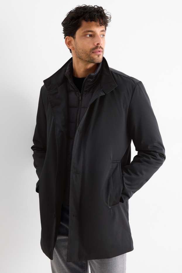 Men - Coat - lined - water-repellent - black