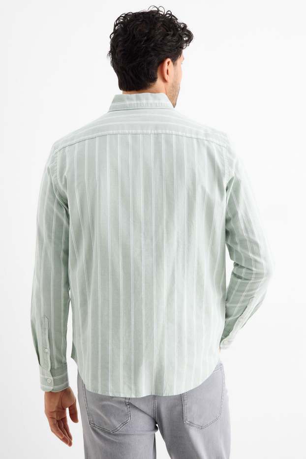 Uomo - Camicia - regular fit - button down - a righe - verde menta