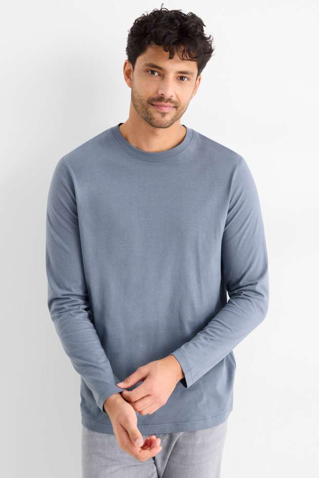 Bărbați - Tricou cu mânecă lungă - albastru închis