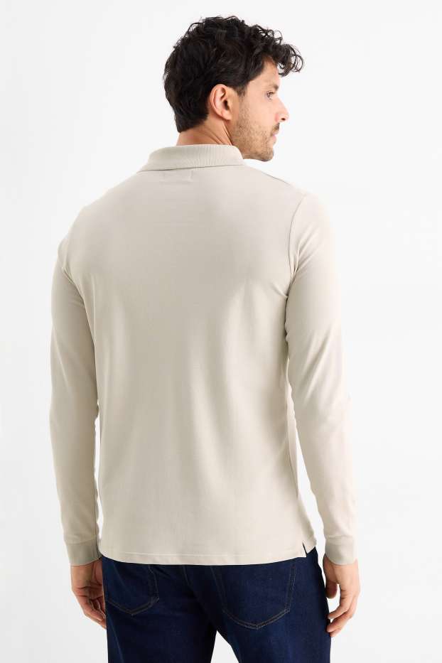 Pánské - Polokošile - slim fit - světle béžová