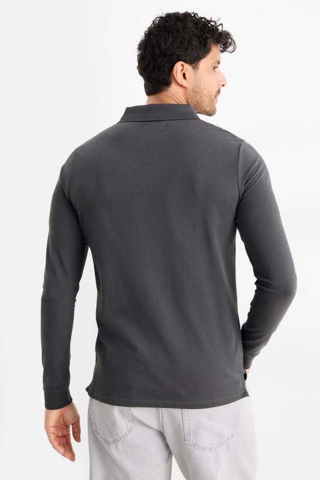 Men - Polo shirt - slim fit - dark gray