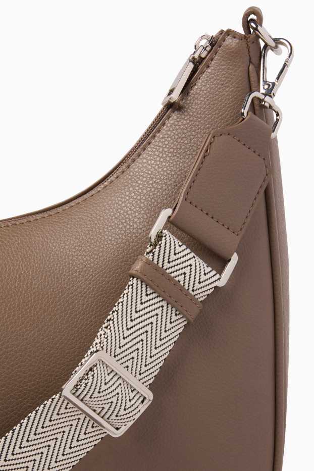 Dámské - Taška přes rameno s odnímatelným popruhem - imitace kůže - světle hnědá