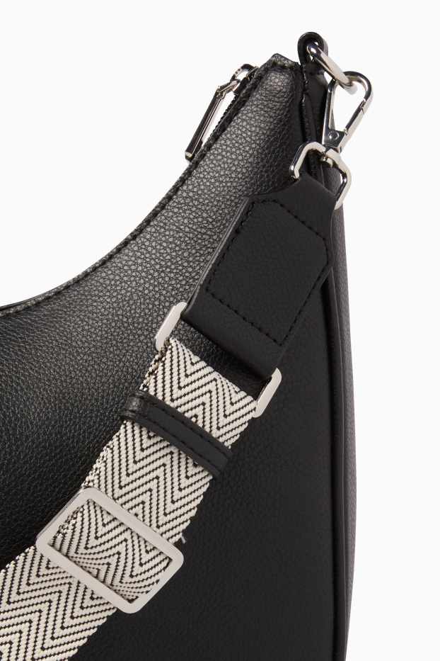 Dámské - Taška přes rameno s odnímatelným popruhem - imitace kůže - černá