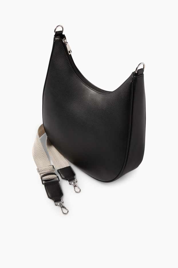 Dámské - Taška přes rameno s odnímatelným popruhem - imitace kůže - černá