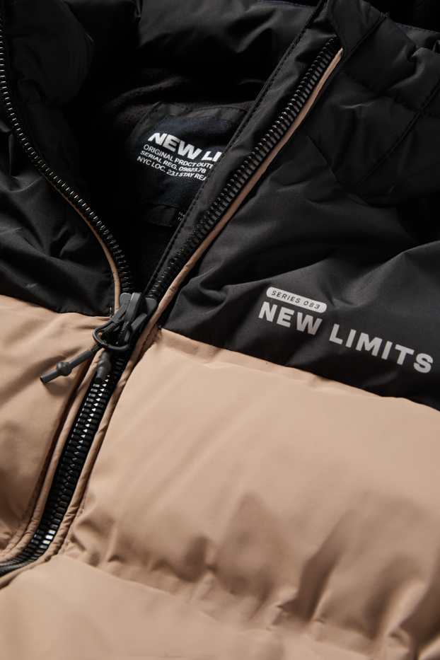 Enfants garçons - Doudoune à capuche - finition déperlante - marron