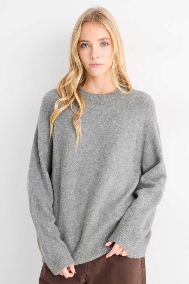Dámské - Svetr - šedá-žíhaná