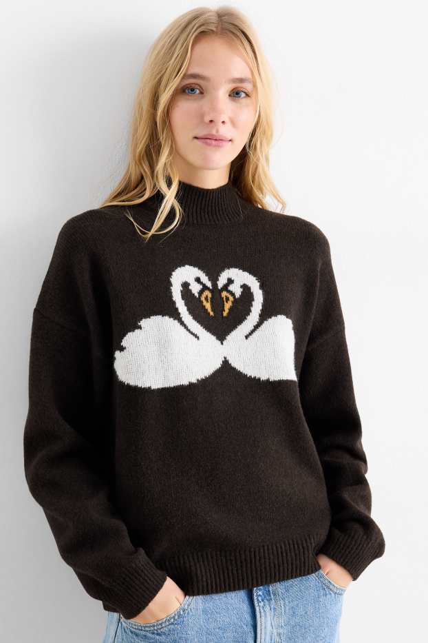 Dámské - Svetr - tmavohnědá