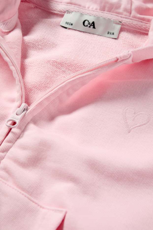 Enfants filles - Cœur - sweat zippé à capuche - rose