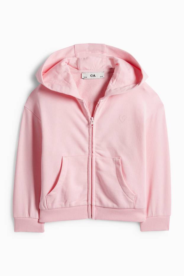 Enfants filles - Cœur - sweat zippé à capuche - rose