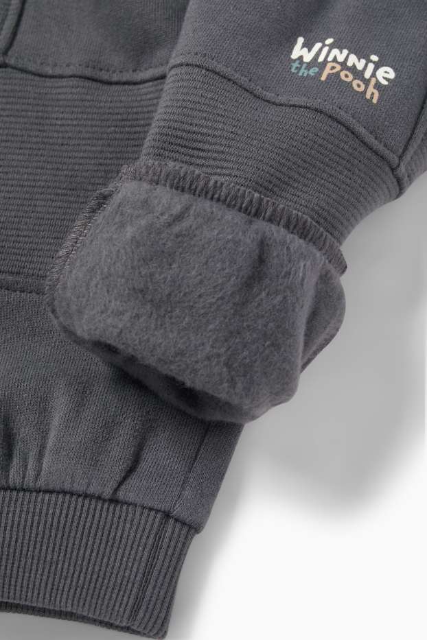 Miminka - chlapci - Medvídek Pú - outfit pro miminka - žebrovaný - 2dílný - tmavošedá