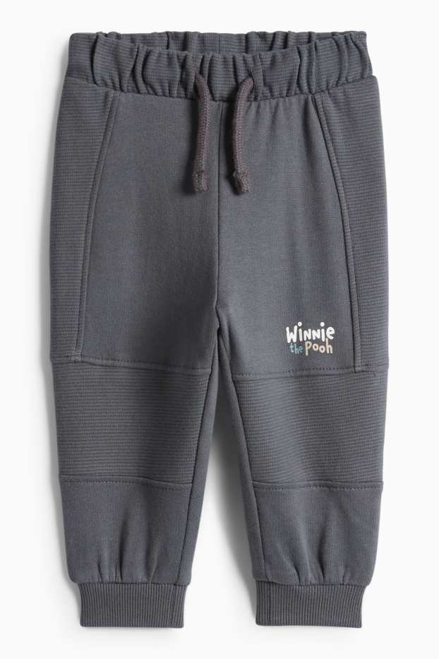 Miminka - chlapci - Medvídek Pú - outfit pro miminka - žebrovaný - 2dílný - tmavošedá