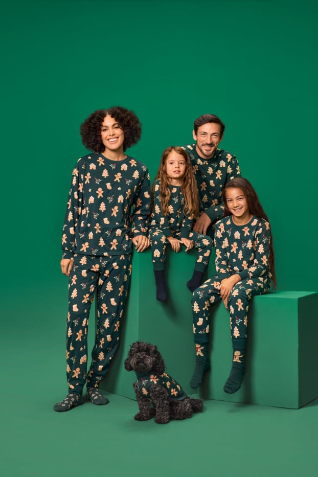 Damen - Mini Me - Damen-Weihnachts-Pyjama - gemustert - dunkelgrün