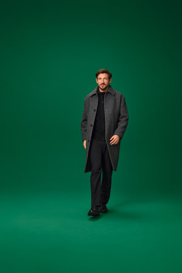 Home - Abric - barreja de llana - estampat - gris fosc