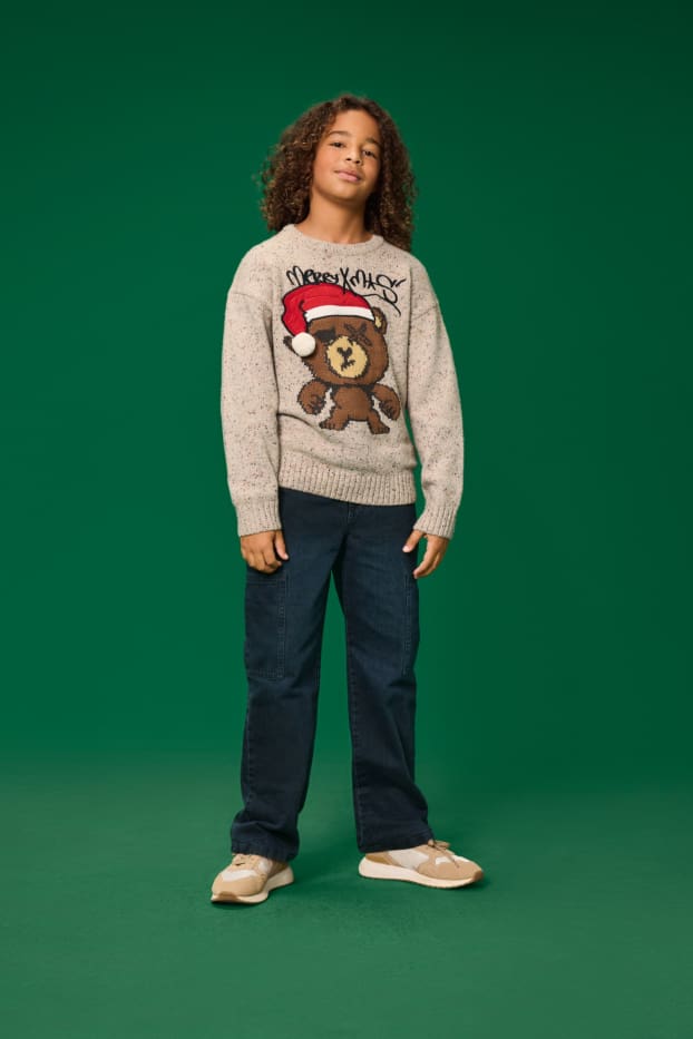 Copii - Băieți - Cargo jeans - jeans termoizolanți - denim-albastru închis