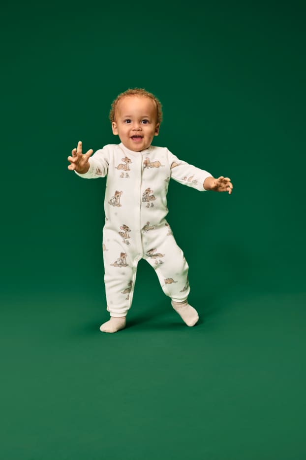 Miminka - dívky - Bambi - pyžamo pro miminka - s plyšovou vnitřní stranou - krémově bílá