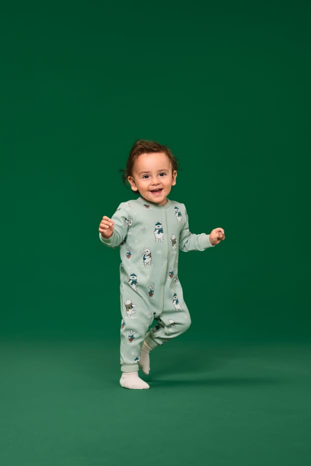 Baby Buben - Winnie Puuh - Baby-Schlafanzug - plüschgefüttert - mintgrün