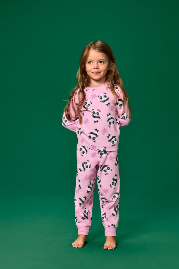 Enfants filles - Panda - pyjama d’hiver - 2 pièces - rose