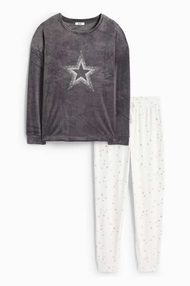 Femmes - Pyjama - gris foncé / blanc